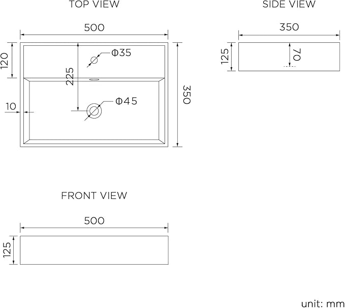 Zagreb Rectangular Wall Hung/Counter Top Ceramic Wash Basin White 510x360x130mm